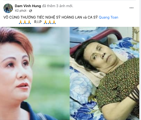 Ca sĩ Đàm Vĩnh Hưng chia buồn trước sự ra đi của nghệ sĩ Hoàng Lan