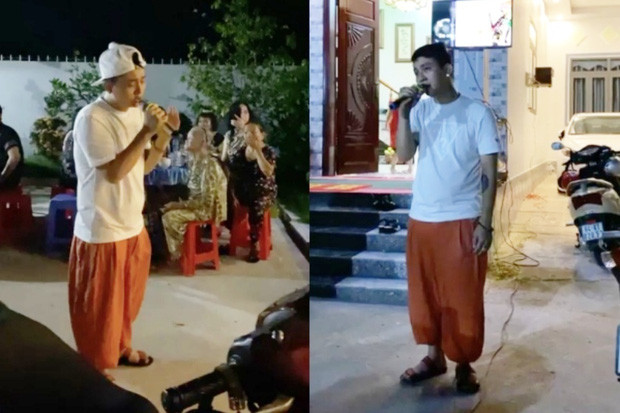 Hoài Lâm ăn mặc giản dị xuất hiện trong các bữa tiệc ở quê