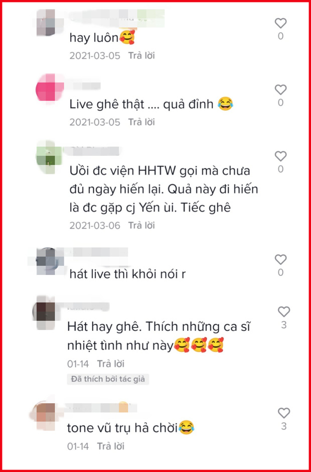 Loạt bình luận khen ngợi giọng hát đầy cảm xúc dưới đoạn clip của Dương Hoàng Yến 