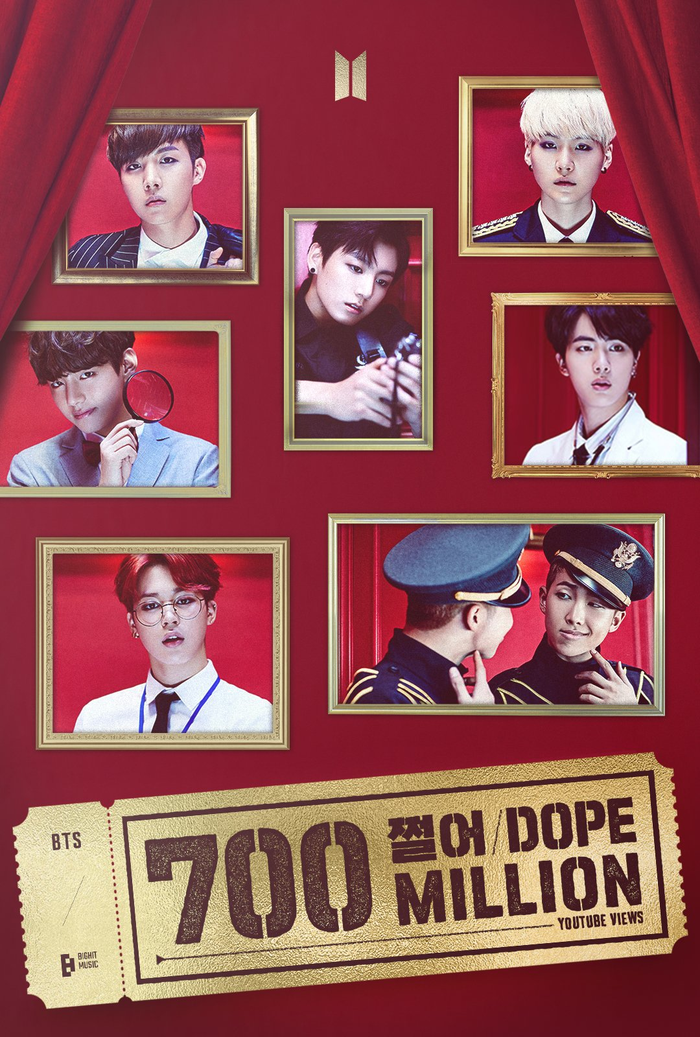 MV DOPE của BTS đạt 700 triệu lượt xem trên Youtube.