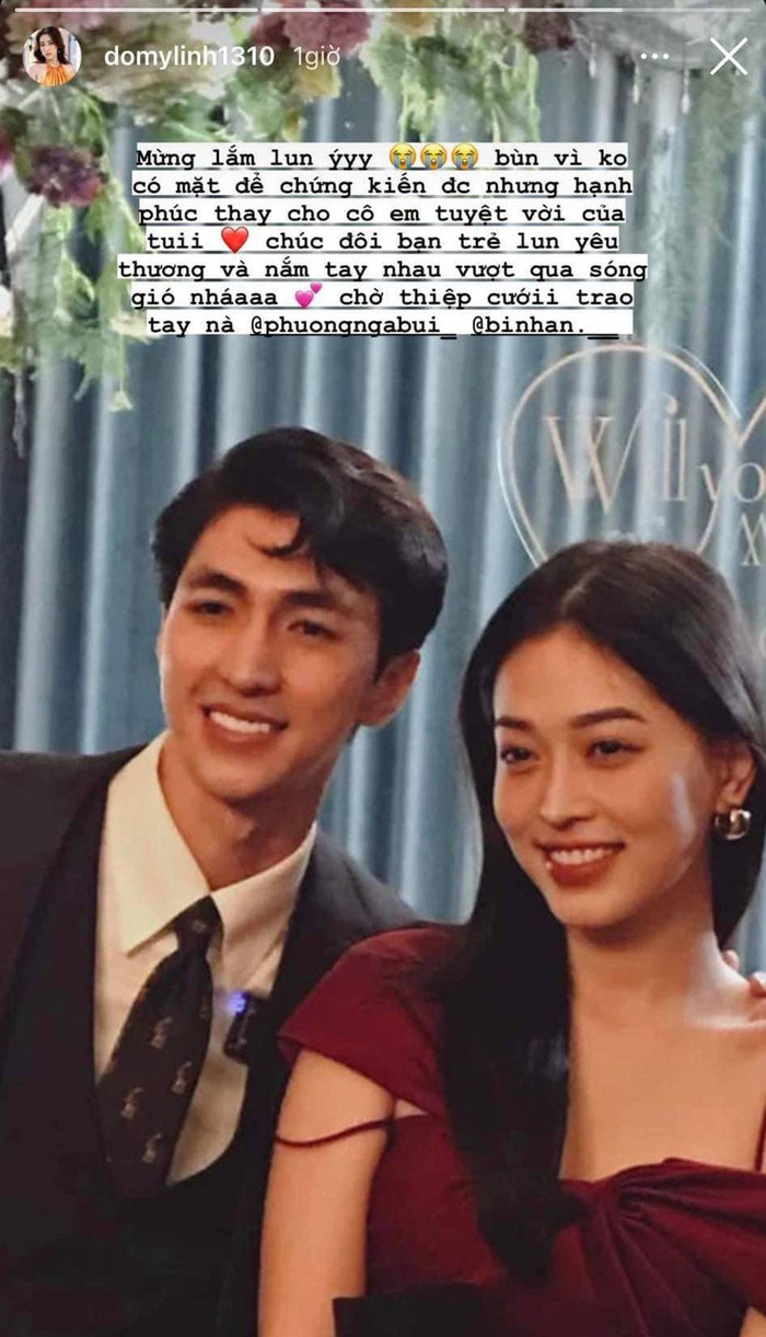 Hoa hậu Đỗ Mỹ Linh cũng gửi lời chúc mừng đến đôi trẻ.