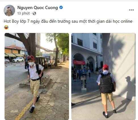 Cường Đô La xuất hiện tại cổng trường tiễn con trai vào lớp