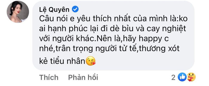 Lệ Quyên có phần bày tỏ sự đồng cảm khi Thanh Hà.