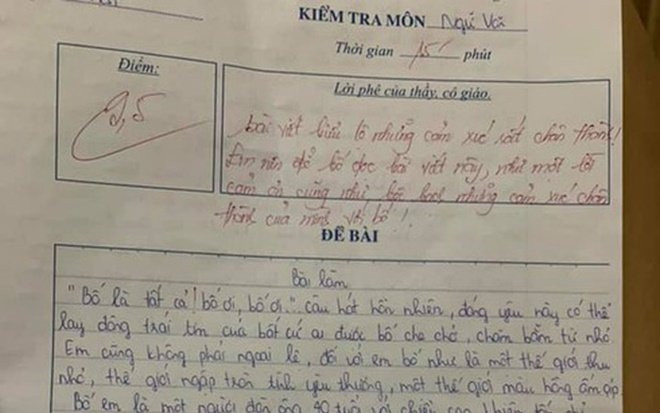Xôn xao bài văn tả bố đạt 9,5 điểm, cô giáo đọc xong cũng cảm động thốt lên: 'Em nên để bố đọc bài này' Ảnh 2