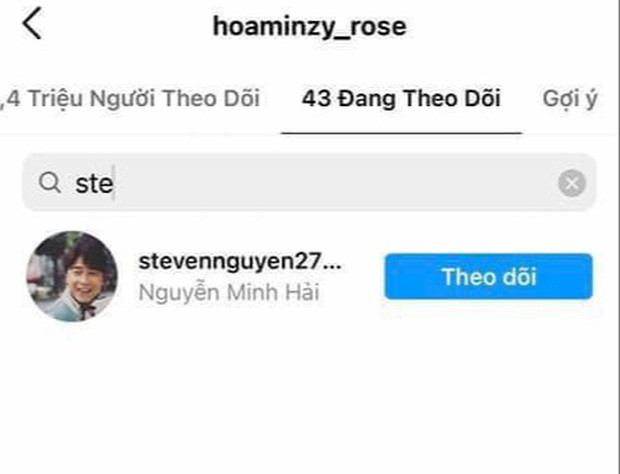 Trên Instagram cá nhân nữ ca sĩ vẫn 'follow' chồng đại gia