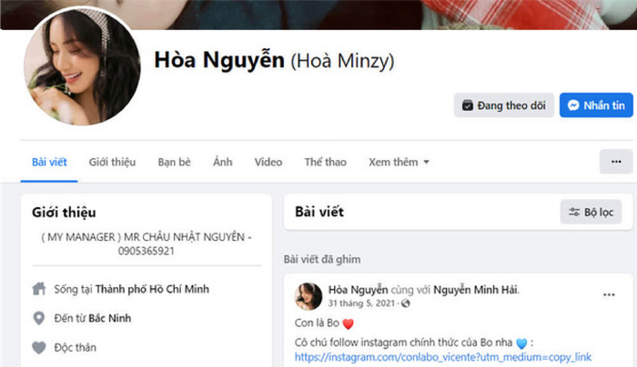 Từ lâu thiếu gia Minh Hải và Hòa Minzy đều để tình trạng mối quan hệ là 'Độc thân'
