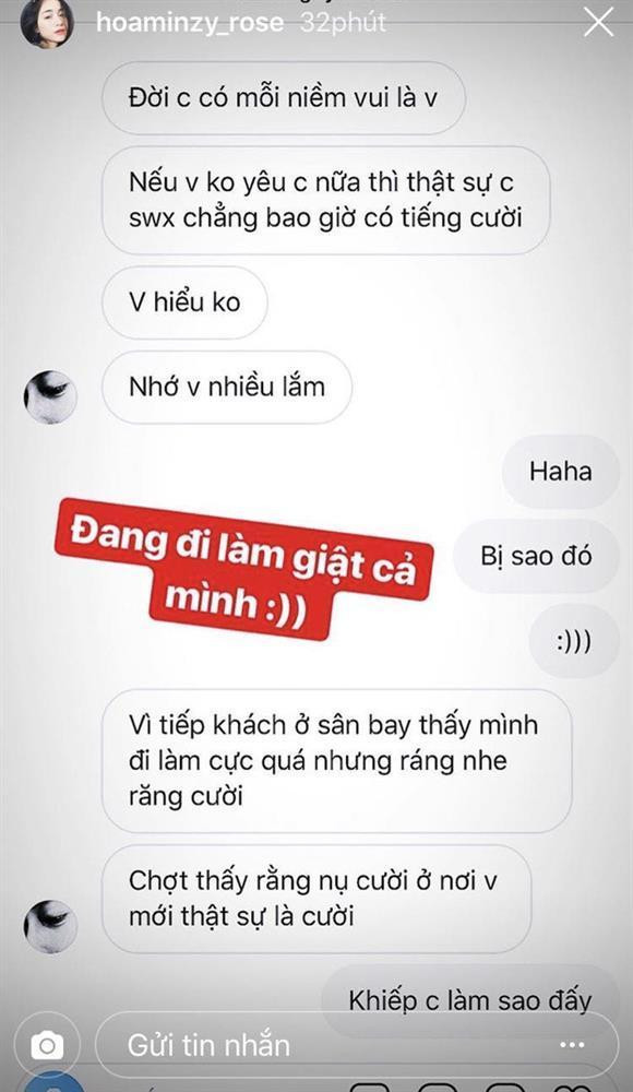 Đoạn tin nhắn ngọt ngào Minh Hải gửi đến Hoà Minzy lúc còn mặn nồng.