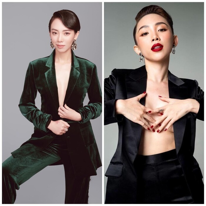 Thu Trang và Tóc Tiên cùng sở hữu gương mặt thon nhỏ.