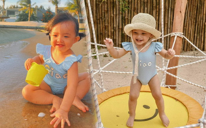 Ái nữ nhà Hà Hồ và Đông Nhi không hẹn mà cùng mặc chung mẫu đồ bơi cực đáng yêu Ảnh 2