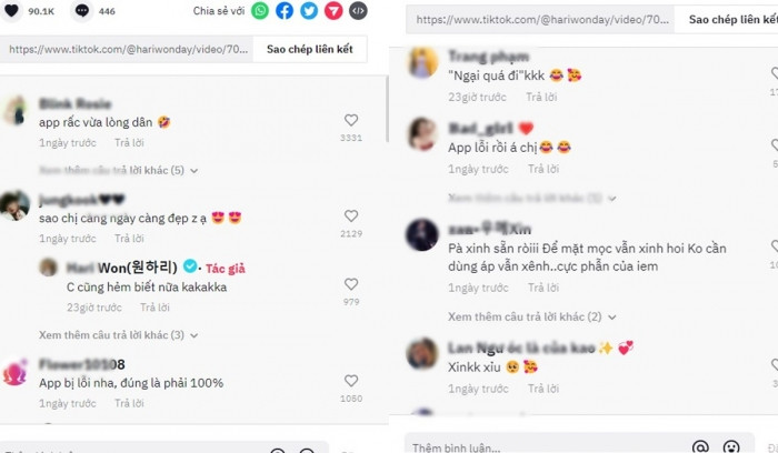 Nhiều fan đã bình luận dưới bài đăng của Hari, rất nhiều lời khen ngợi dành cho cô. Thậm chí, có người còn cho rằng, kết quả đúng phải là nhan sắc chuẩn 100%.