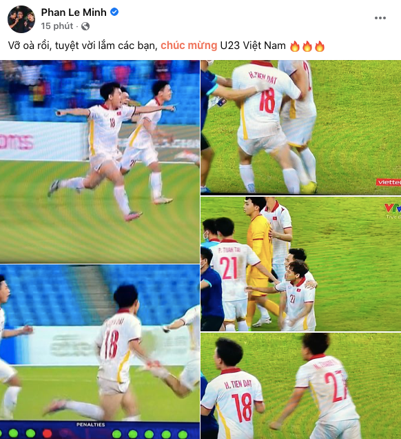 Nhạc sĩ Hoàng Bách cùng dàn sao Việt chúc mừng chiến thắng của ĐT U23 Việt Nam Ảnh 7