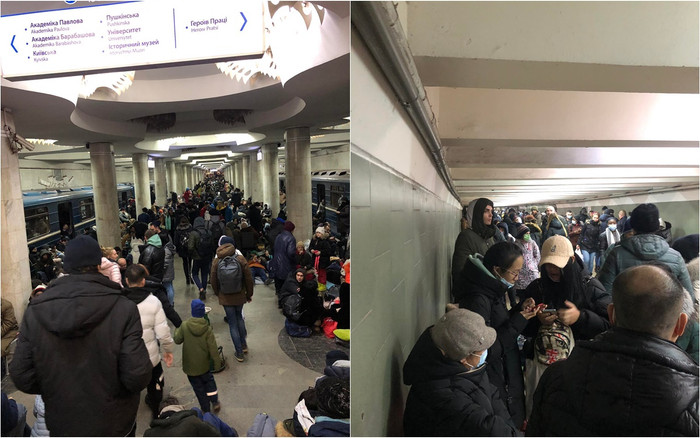 Người dân Kharkiv xuống tàu điện ngầm để lánh nạn. Ảnh: Thảo Nguyễn và Thiều Hùng/Zing