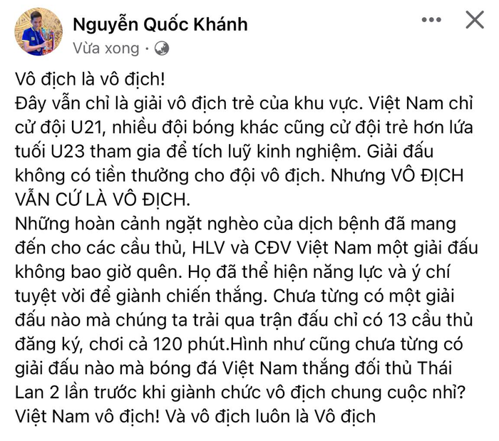 Tuấn Trần, Quân A.P cùng dàn sao Việt chúc mừng chức vô địch của U23 Việt Nam Ảnh 6