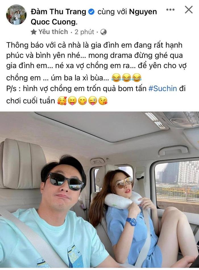 Đàm Thu Trang lên tiếng giữa nghi vấn bị đàn em giật chồng: 'Né xa vợ chồng tôi ra' Ảnh 1