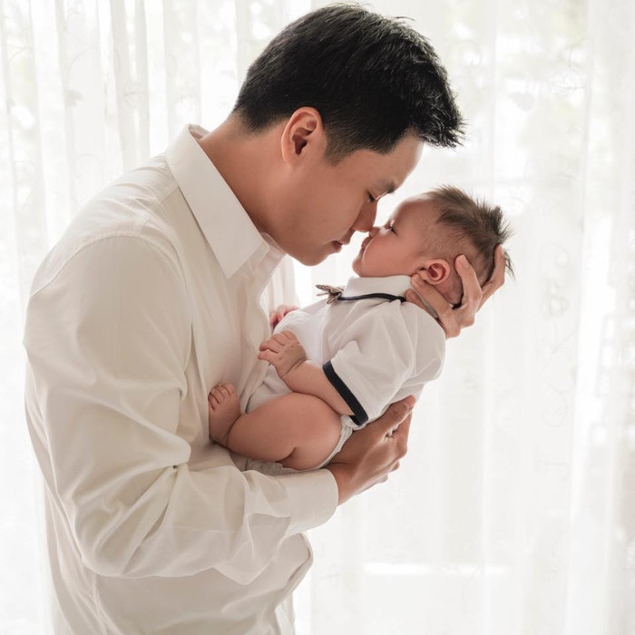 Hình ảnh hai bố con Phan Thành