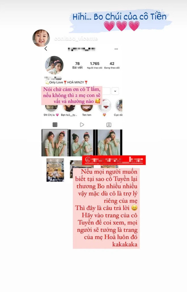 Hình ảnh Hòa Minzy đích thân cảm ơn trợ lý riêng trên Instagram cá nhân