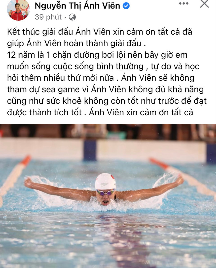 Ánh Viên tái khẳng định chuyện không tham dự SEA Games 31.