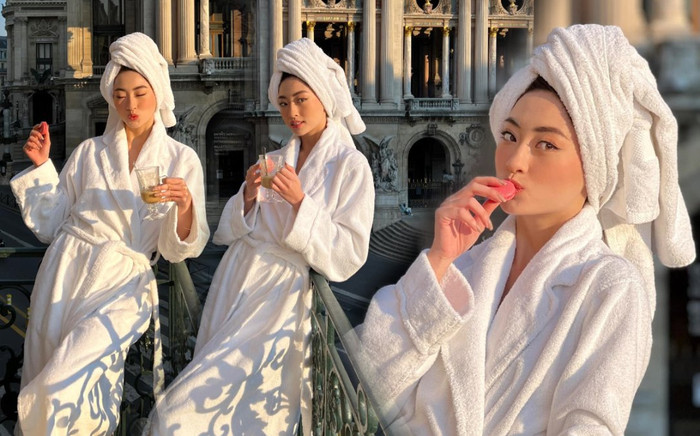 Lương Thùy Linh diện áo choàng tắm thả dáng tại ban công: View quá đỉnh, Linh quá xinh Ảnh 2