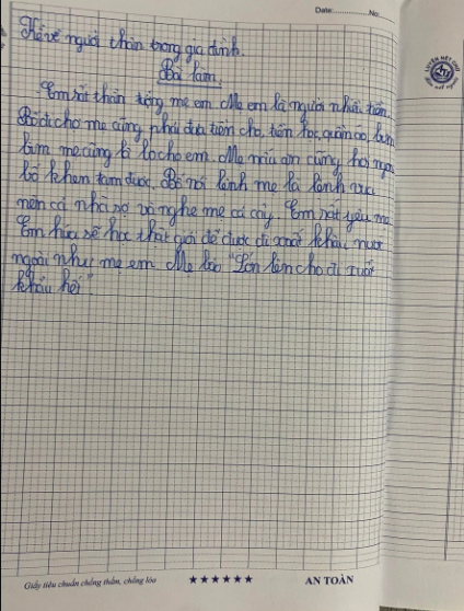 Bài văn tả mẹ đúng chuẩn 'nóc nhà' của bạn học sinh cấp 1