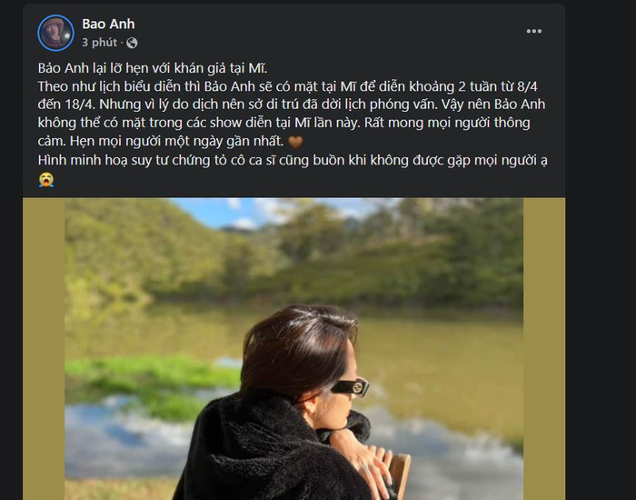 Chia sẻ của nữ ca sĩ.