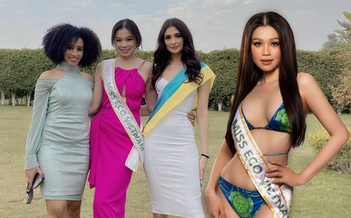 Hoài Phương diện đồ tắm khoe eo phẳng lì, 'chặt đẹp' đối thủ tại Miss Eco 2022 Ảnh 2