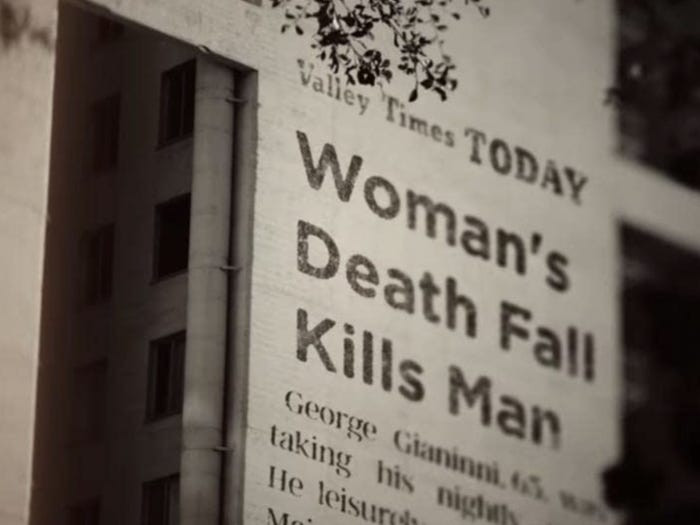 Tiêu đề từ Valley Times Today về vụ tự sát của Pauline Otton và cái chết của George Giannini năm 1962.