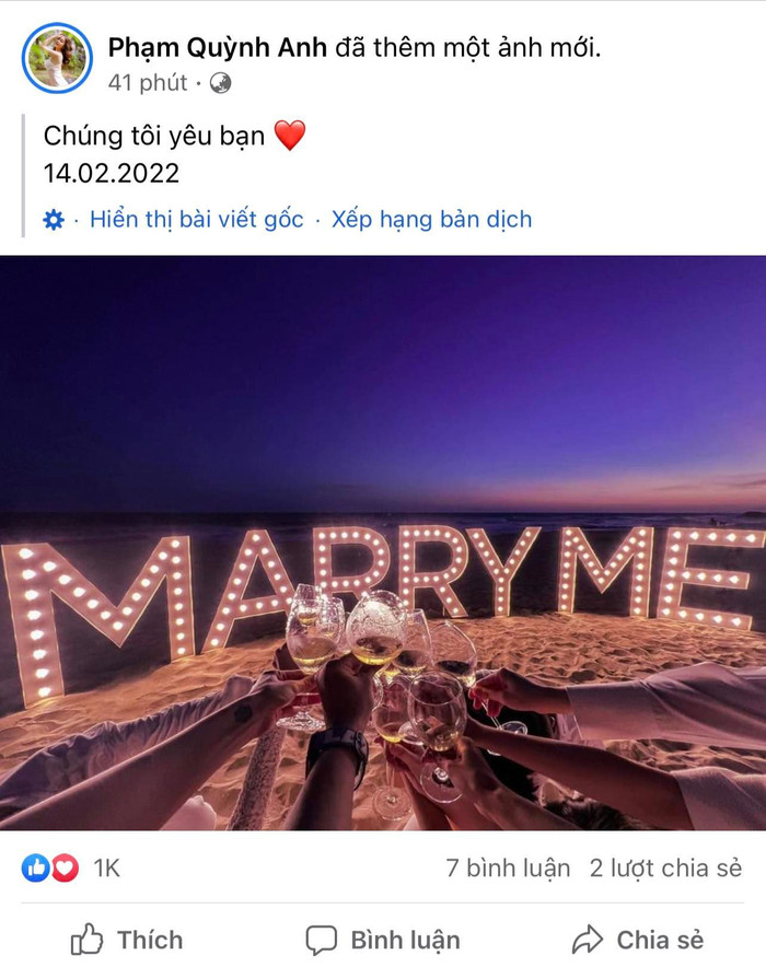 Phạm Quỳnh Anh không phải nữ chính trong buổi cầu hôn Valentine đó.