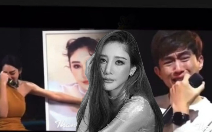 Bạn bè cùng hát tưởng nhớ Tangmo Nida, khoảnh khắc đưa micro về ảnh chân dung nữ diễn viên gây xúc động Ảnh 2