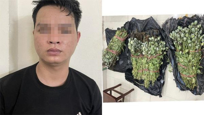 Đối tượng Hoàng Văn Đại cùng tang vật. Ảnh: Công an TP Hà Nội