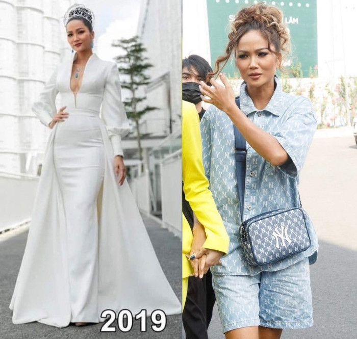 Cùng một nàng hậu hai màn lên đồ đối lập nhưng fan vẫn phải khen ngợi vì visual vẫn cực kỳ rạng rỡ, xinh đẹp.