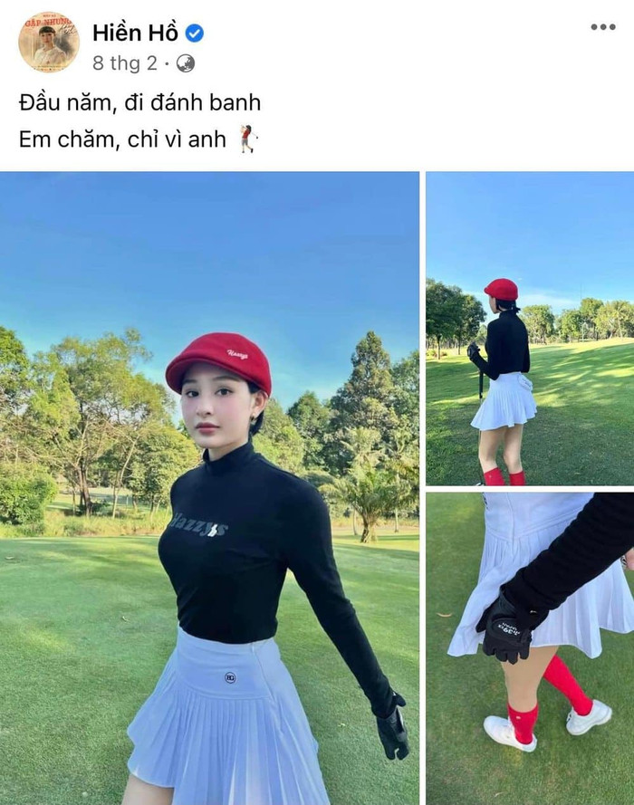 Gần đây nhất là dòng chú thích: 'Đầu năm đi đá banh. Em chăm, chỉ vì anh'