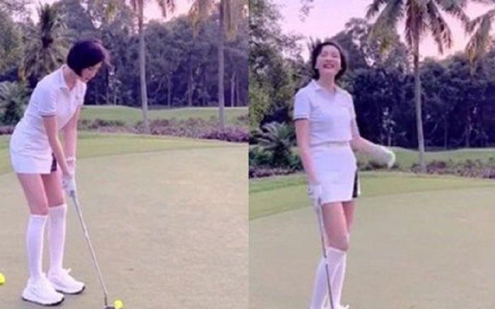 Lộ đoạn clip Hiền Hồ đi đánh golf được người đàn ông giấu mặt tán thưởng và ghi hình Ảnh 2