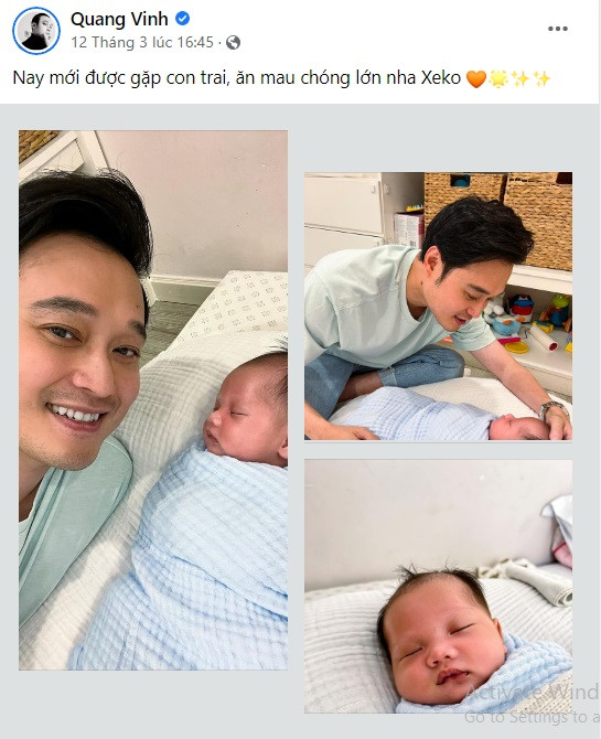 Quang Vinh chia sẻ ảnh bé Xeko.