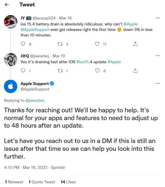 Apple thừa nhận lỗi hao pin khi iPhone cập nhật iOS 15.4.