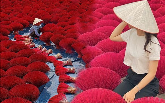 Mê mẩn những 'đóa hoa hương đỏ rực' trong làng hương Quảng Phú Cầu giữa lòng Hà Nội Ảnh 2