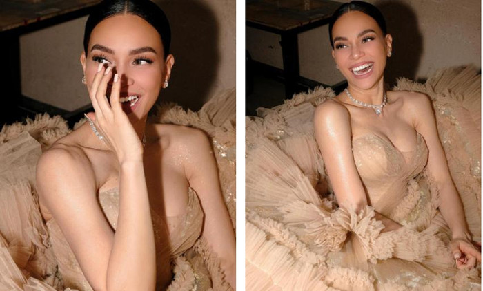 Đặc biệt, đôi gò bồng đào căng đầy là điểm mạnh hình thể, cô nàng luôn tìm cách tôn vinh mỗi khi lựa chọn trang phục. 