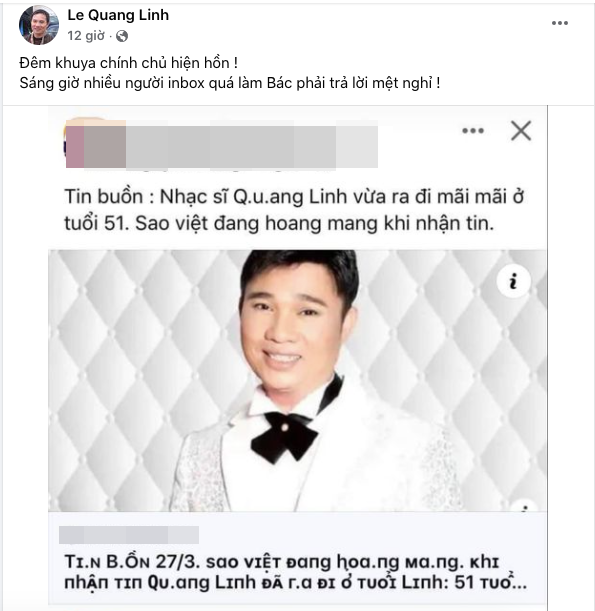 Bài đăng đính chính của Quang Linh.