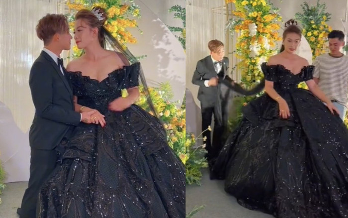 Đám cưới Hồ Gia Hùng (HKT): Dân tình không rời mắt trước bộ váy cưới màu đen của cô dâu Ảnh 2