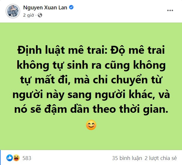 Bài viết công bố đổi thần tượng của Xuân Lan chỉ vài tiếng sau bài đăng chúc mừng. 