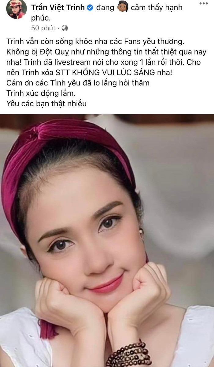Việt Trinh chia sẻ.