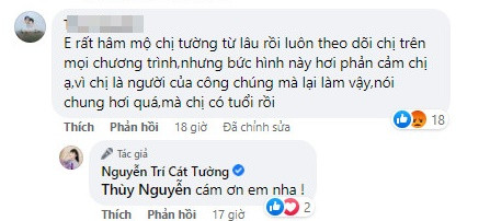 Bình luận góp ý đến từ khán giả và câu trả lời của nữ MC.