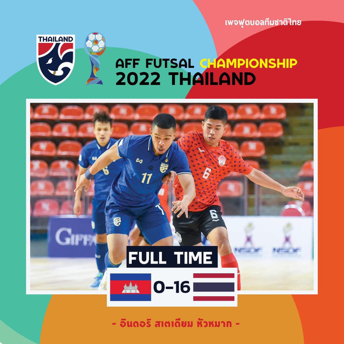 Tuyển futsal Thái Lan thắng Campuchia 16-0.