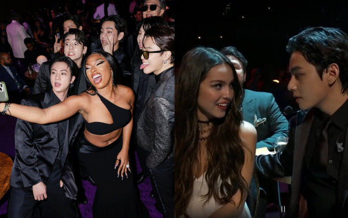 Loạt khoảnh khắc BTS xuất hiện tại Grammy 2022: 'Tình tứ' với nữ ca sĩ trẻ, đẹp trai không tỳ vết Ảnh 2