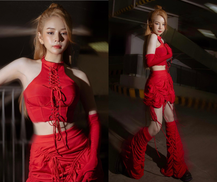 DJ Mie xinh đẹp 'quậy quá trời quậy' trong đêm chung kết RAP VIỆT với bộ trang phục đỏ rực đậm chất Y2K.