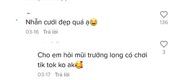 Một số bình luận của cư dân mạng về chiếc nhẫn.