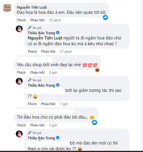 Bình luận của bạn bè và khán giả dưới bài đăng của Thiều Bảo Trâm.