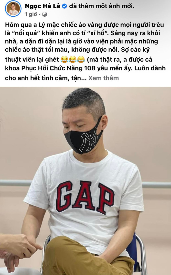 Qua câu từ có thể hiểu tâm trạng của vợ NSND Công Lý đang rất hạnh phúc vì chồng đã hồi phục nhanh và được nhiều người yêu mến.