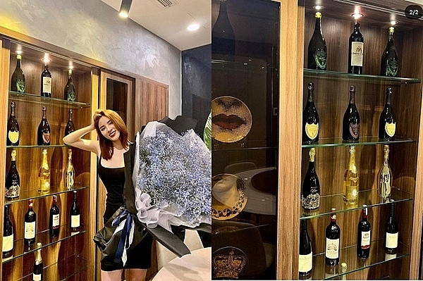 Kỳ Duyên chia sẻ cô có sở thích sưu tập những chai rượu có thương hiệu và 'bắt mắt' chỉ để thưởng thức.