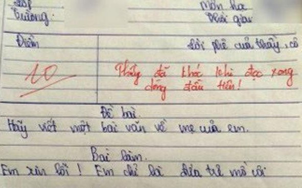 Bài văn của học trò lớp 6 được chấm điểm 10, thầy giáo bật khóc khi đọc dòng đầu tiên Ảnh 2