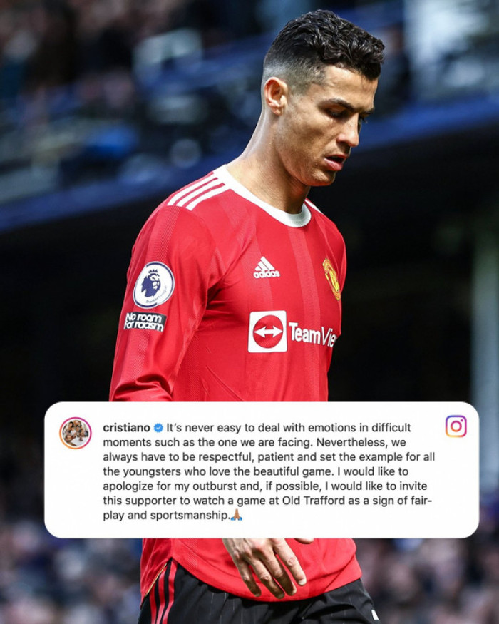 Ronaldo gửi lời xin lỗi chân thành và muốn mời cổ động viên này tới xem một trận đấu ở Old Trafford.